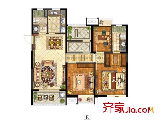 保利中央公園一期東苑5號(hào)樓標(biāo)準(zhǔn)層E戶型 4室2廳2衛(wèi)1廚