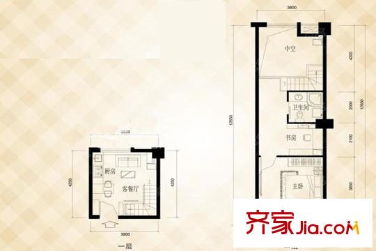百家湖利源國(guó)際公館38#、39#標(biāo)準(zhǔn)層B1戶(hù)型 2室2廳1衛(wèi)1廚