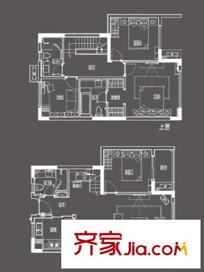 中航樾府24#、25#、26#精裝復(fù)式戶型圖 4室2廳2衛(wèi)1廚