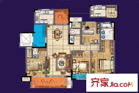 新城香悅瀾山一期19、20幢標(biāo)準(zhǔn)層墅級(jí)大宅 4室2廳2衛(wèi)1廚