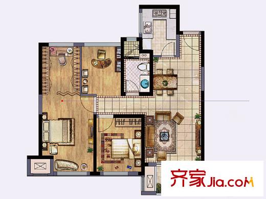 新城香悅瀾山一期1-18幢標(biāo)準(zhǔn)層B2戶型 4室2廳1衛(wèi)1廚