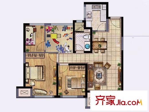 新城香悅瀾山一期1-18幢標(biāo)準(zhǔn)層B1戶型 4室2廳1衛(wèi)1廚