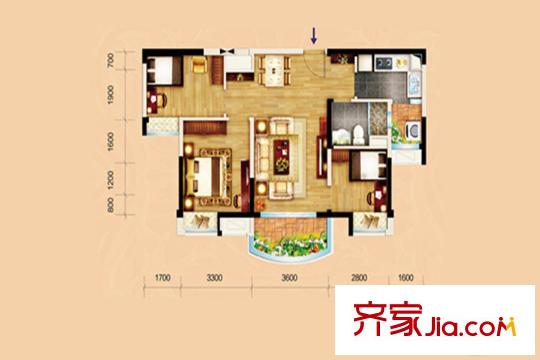 碧桂園鳳凰城二期翰林灣7#8#9#19#標準層J472t-B戶型 3室2廳1衛(wèi)1廚