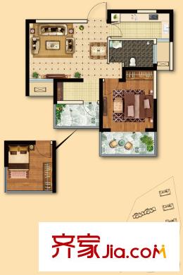 電建地產(chǎn)海賦尚城一期A區(qū)1#2#7#標(biāo)準(zhǔn)層A1戶型 2室2廳1衛(wèi)1廚