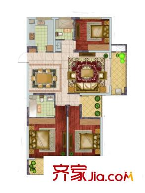 銀億東城一期標(biāo)準(zhǔn)層D3戶型 3室2廳2衛(wèi)1廚