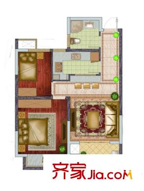 銀億東城一期標(biāo)準(zhǔn)層D6戶型 2室1廳1衛(wèi)1廚