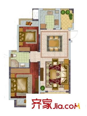 銀億東城一期標(biāo)準(zhǔn)層D5戶型 2室2廳1衛(wèi)1廚