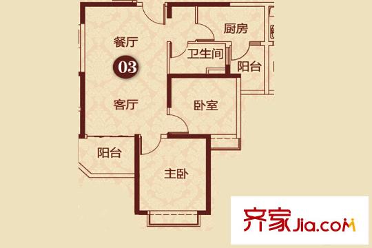 恒大雅苑二期14幢標(biāo)準(zhǔn)層C戶型 2室2廳1衛(wèi)1廚
