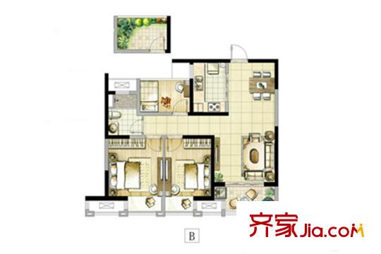 啟迪方洲潤園標(biāo)準(zhǔn)層B戶型 3室2廳1衛(wèi)1廚