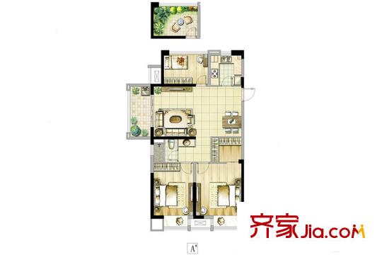 啟迪方洲潤園標(biāo)準(zhǔn)層A'戶型 3室2廳1衛(wèi)1廚
