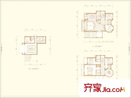 明發(fā)珍珠泉9號(hào)別墅標(biāo)準(zhǔn)層C戶型  3室3廳4衛(wèi)1廚