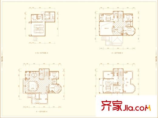 明發(fā)珍珠泉9號(hào)別墅標(biāo)準(zhǔn)層A戶型  5室4廳6衛(wèi)1廚