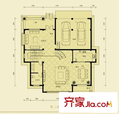 明發(fā)珍珠泉9號一期獨棟戶型B-18 二層 2廳1衛(wèi)1廚