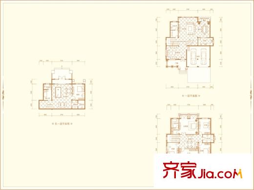 明發(fā)珍珠泉9號別墅標準層B戶型 5室3廳5衛(wèi)1廚