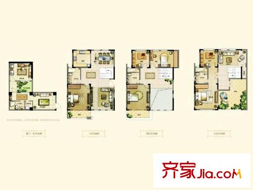 鳳凰山莊一期01-20幢疊加B1戶型 5室2廳3衛(wèi)1廚