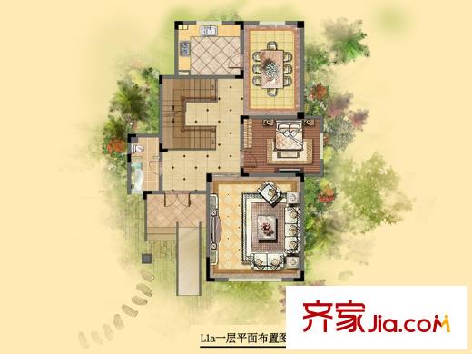 蘇寧鐘山朝陽府一期25-35幢一層L1a戶型 6室2廳4衛(wèi)1廚