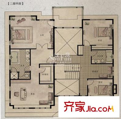 中國(guó)邊城二期西岸A島66號(hào)樓二層DLT-27戶型 5室4廳3衛(wèi)1廚