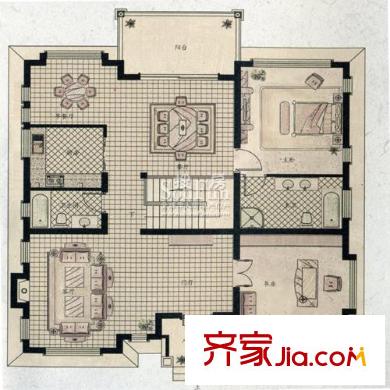中國邊城二期西岸A島66號樓二層DLT-11戶型 4室3廳4衛(wèi)1廚