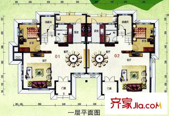 碧桂園如山湖城二期一層A1戶型 1室2廳1衛(wèi)1廚