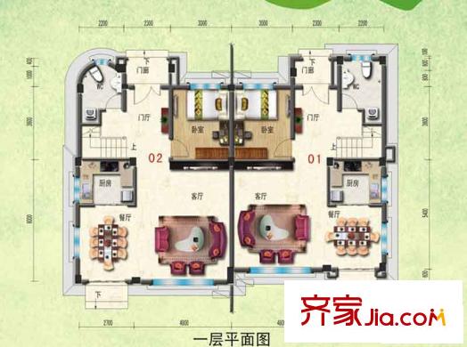 碧桂園如山湖城二期一層E-D戶型 3室2廳2衛(wèi)1廚