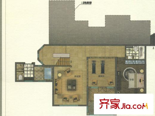 高德莊園一期018幢C戶型首層 2室1廳2衛(wèi)
