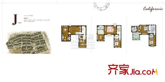 加州城一期別墅標(biāo)準(zhǔn)層J戶型 4室2廳2衛(wèi)1廚