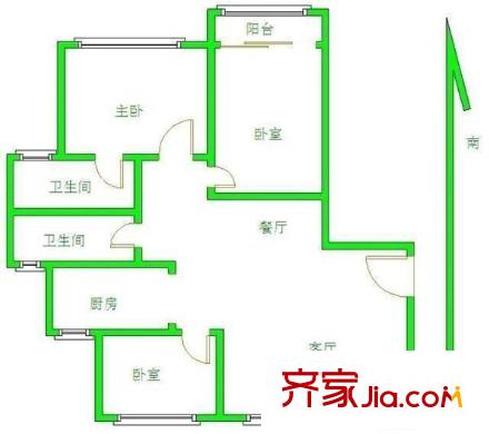 水月秦淮戶型圖戶型圖 3室 3室2廳2衛(wèi)1廚