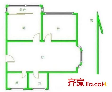 金王府戶型圖戶型圖 2室 2室2廳1衛(wèi)1廚