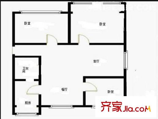 清江花苑戶型圖戶型圖 3室 3室2廳1衛(wèi)1廚
