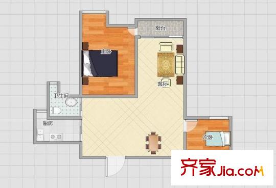 中電頤和家園戶型圖戶型圖 2室 2室2廳1衛(wèi)1廚