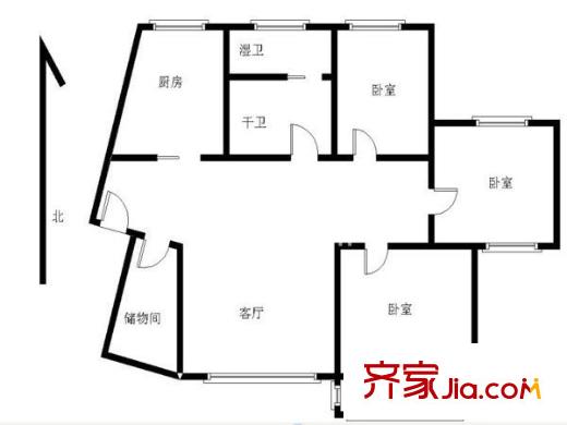 清江花苑戶型圖戶型圖 3室 3室2廳1衛(wèi)1廚