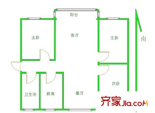 南方花園戶型圖戶型圖  3室 3室2廳1衛(wèi)1廚