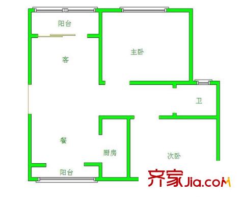 明月港灣戶型圖戶型圖 2室 2室2廳1衛(wèi)1廚