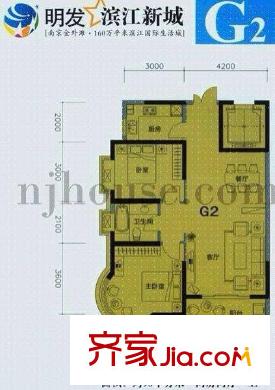 明發(fā)濱江新城三期戶型圖戶型圖 2室 2室2廳1衛(wèi)1廚