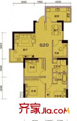 明發(fā)濱江新城三期戶型圖戶型圖 4室 4室2廳2衛(wèi)1廚
