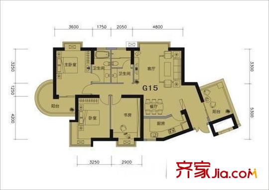 明發(fā)濱江新城三期戶型圖戶型圖 3室 3室2廳2衛(wèi)1廚