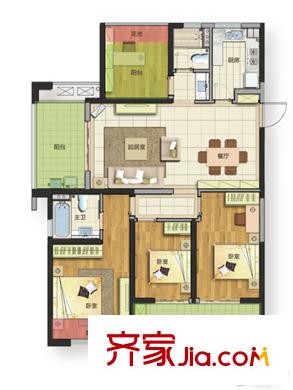新城玖瓏湖二期16#樓標(biāo)準(zhǔn)層D1戶型 4室2廳2衛(wèi)1廚