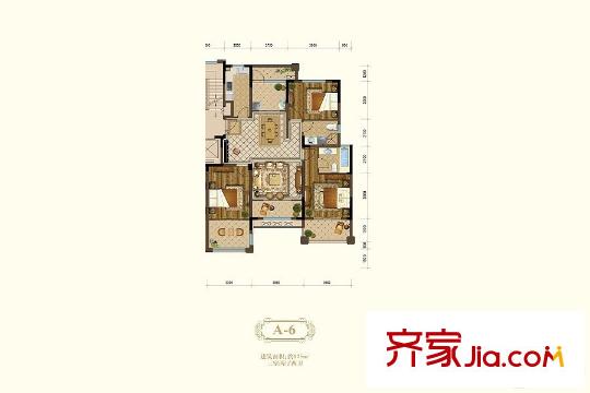 恒輝假日廣場一期2#、3#標(biāo)準(zhǔn)層A-6戶型 3室2廳2衛(wèi)1廚