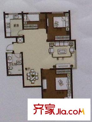 新嶺花園三期戶型圖套三 3室2廳1衛(wèi)
