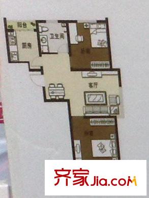 新嶺花園三期戶型圖套二 2室2廳1衛(wèi)1廚