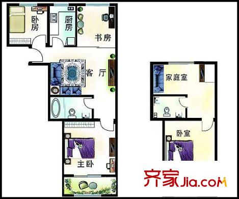 潤發(fā)湖畔雅居戶型圖復(fù)式CC 3室2廳2衛(wèi)1廚