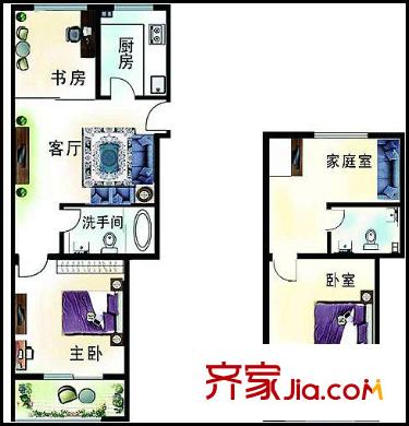 潤發(fā)湖畔雅居戶型圖復(fù)式DD戶型 3室2廳2衛(wèi)1廚