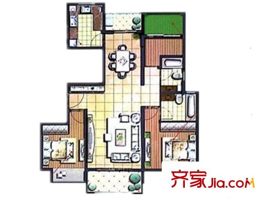 鑫苑世家二期78/79號樓G2戶型  3室2廳2衛(wèi)1廚