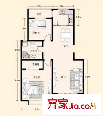 東南新苑 2室 戶型圖