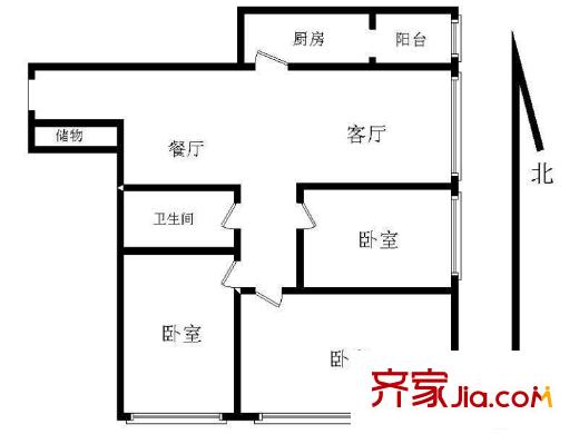 萬達39克拉3室 戶型圖