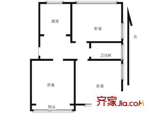 錯埠嶺一小區(qū) 3室 戶型圖