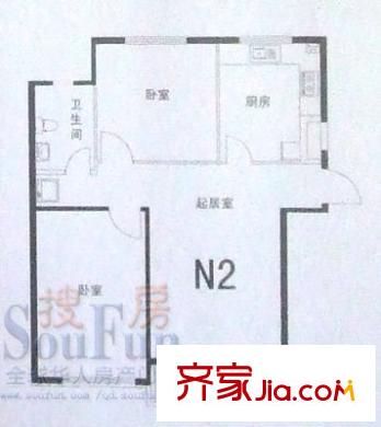 錯(cuò)埠嶺一小區(qū) 2室 戶型圖