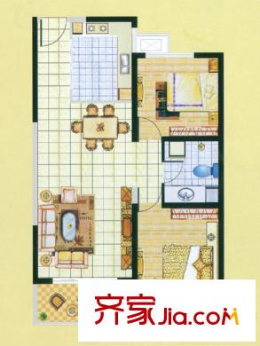 九洲佳園高層1#、2號樓C戶型 2室2廳1衛(wèi)1廚