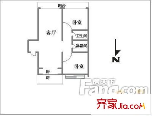 昆山 永平花園 戶型圖 2室1廳1衛(wèi)