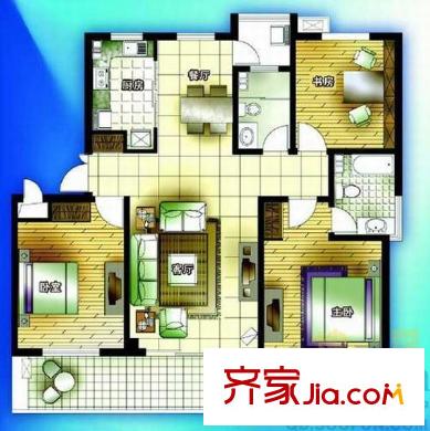 江山瑞城戶型圖3室戶型圖 3室2廳2衛(wèi)1廚